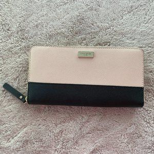 KATE SPADE Neda Laurel Way leather continental wallet in WARM VELLUM / BLACK